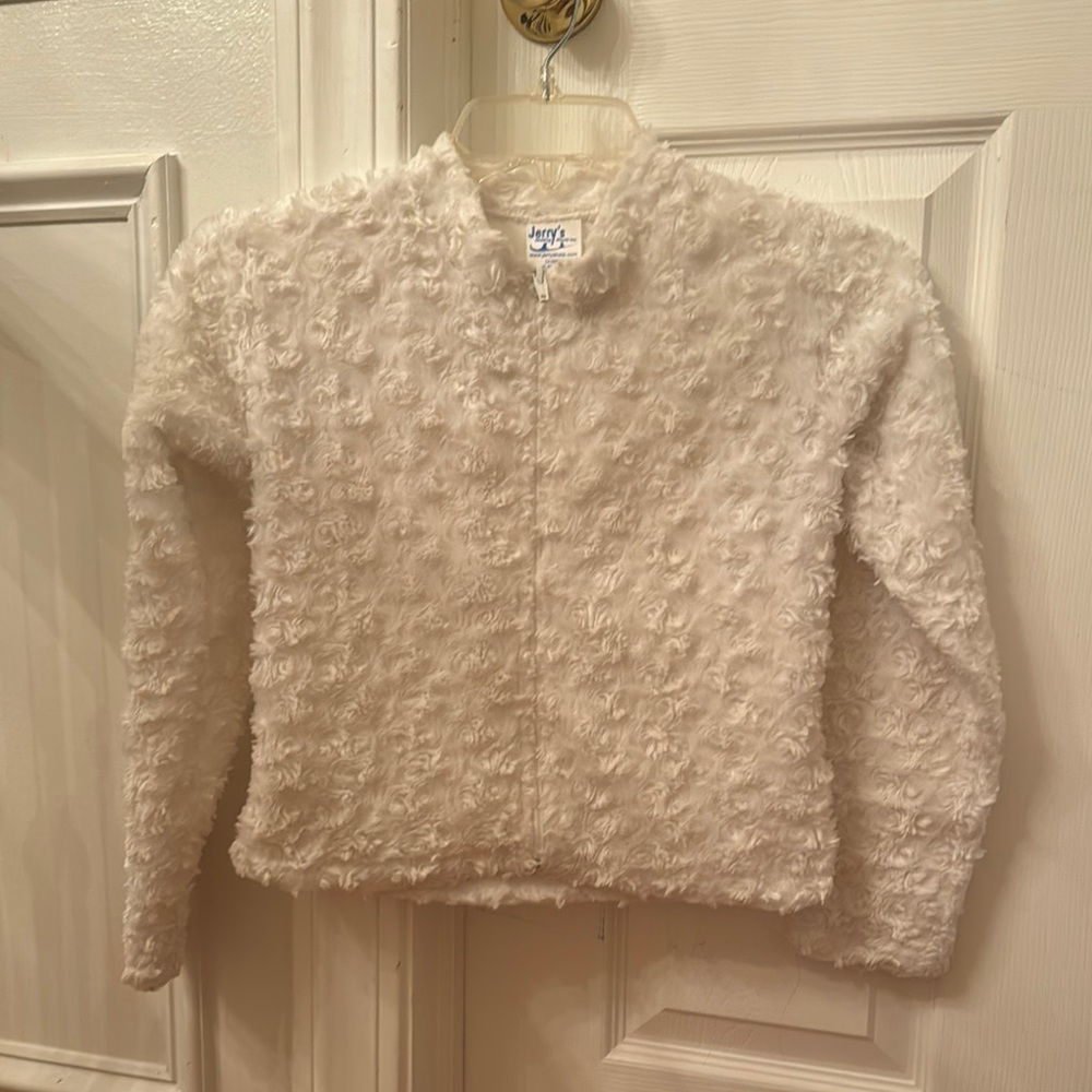 Jerry’s White Fuzzy Girls Figure Skating Jacket